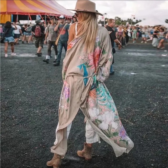 Other - Beautiful boho nude or blue Peacock kimono